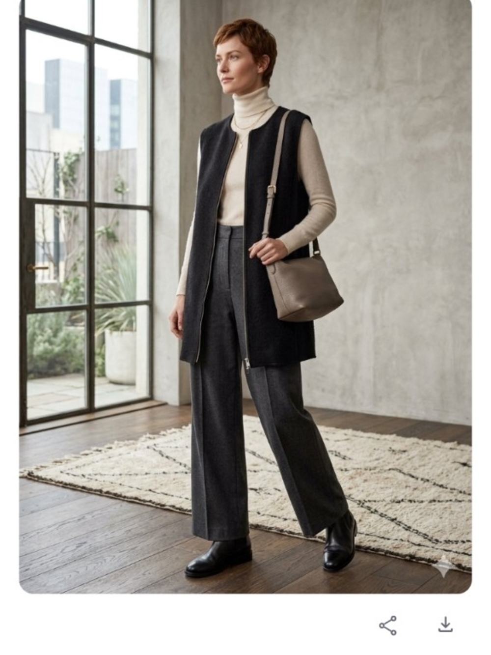Eileen Fisher Wool  Black Sleeveless Longline Zip Vest